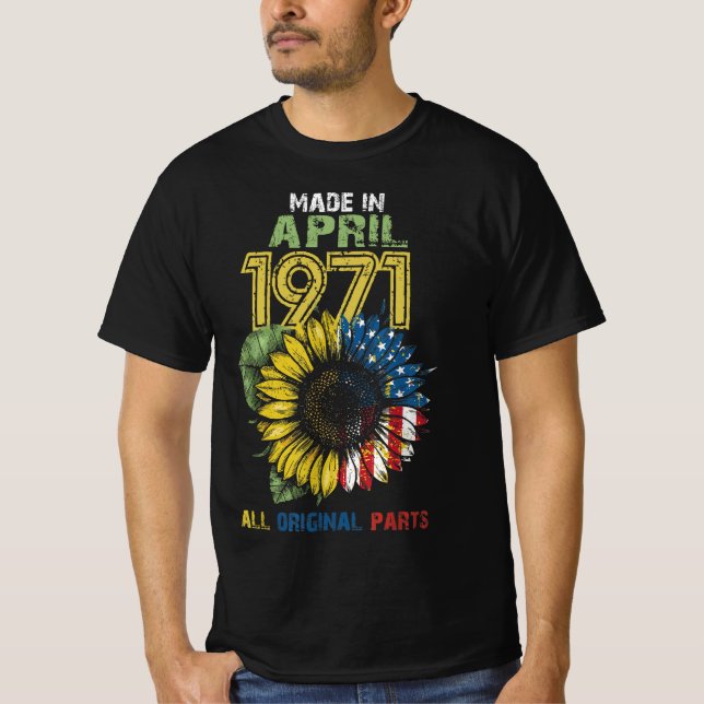 Camiseta Realizado En Abril De 1971 Todas Las Partes Origin (Anverso)