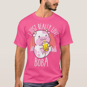 Camiseta Realmente amo a Boba Kawaii, una vaca anima japone