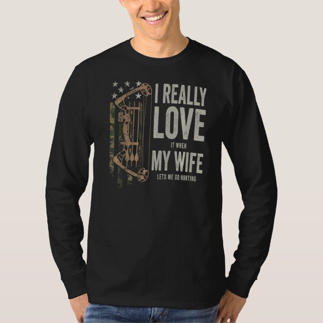 Camiseta Realmente Amo A Mi Esposa Mens Deer Hundiendo Bowh (Anverso)