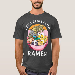 Camiseta Realmente Me Encanta El Perro Gato Ramen Panda Kaw