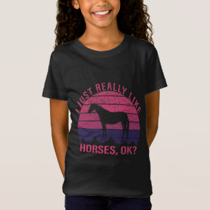 Camiseta Realmente me gustan los caballos en T-Shi rosa y p