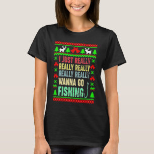 Camiseta Realmente Quiero Ir A Pescar Feliz Navidad