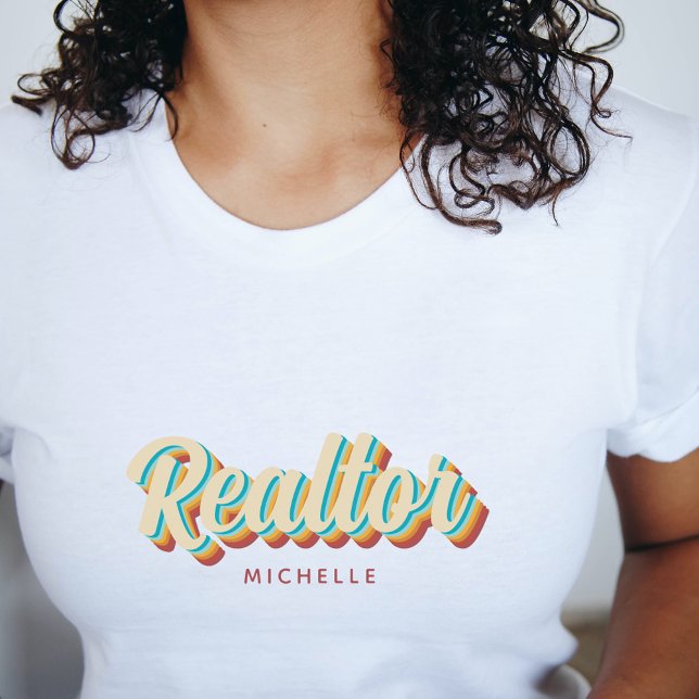 Camiseta Realtor Nombre de la vendimia del agente inmobilia (Real Estate Agent Realtor Retro Vintage Name T-Shirt)