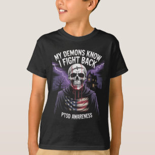 Camiseta Reaper Ptsd Mis Demonios Saben Que Lucho Salud Men