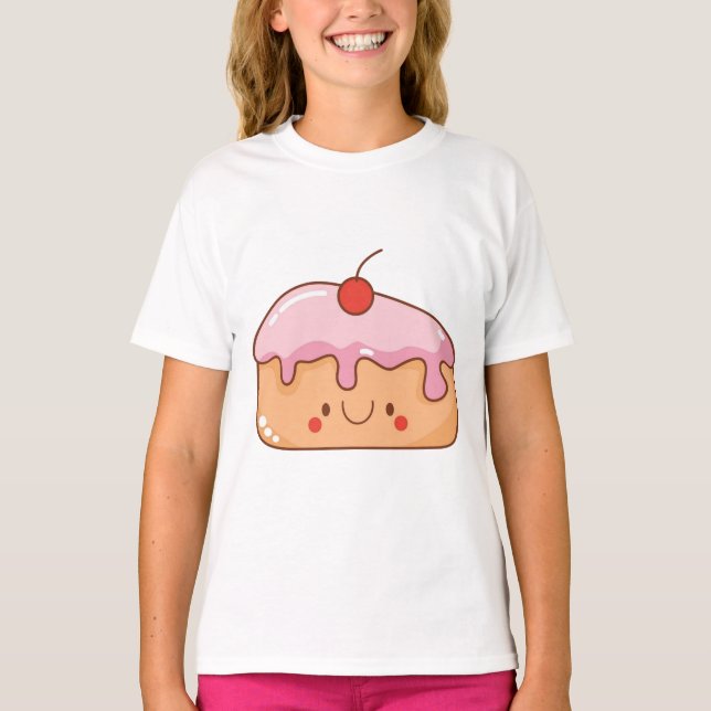 Camiseta Rebanada Adorable De Pastel De Cerezo (Anverso)