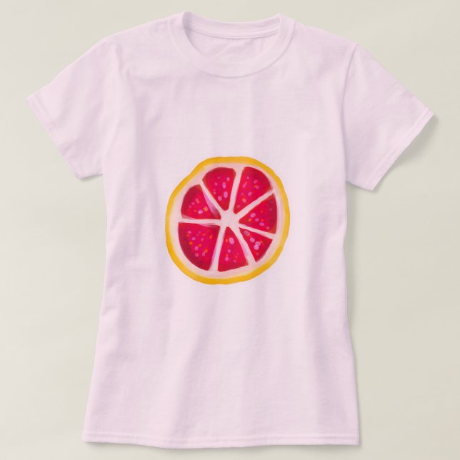 Camiseta Rebanada amarilla del pomelo de la fruta cítrica (Diseño del anverso)
