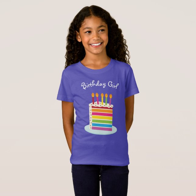 Camiseta Rebanada de la torta de cumpleaños del arco iris (Anverso completo)
