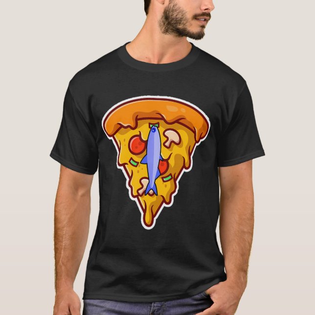 Camiseta rebanada de pizza con anchoa (Anverso)