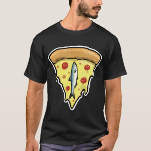 Camiseta rebanada de pizza con anchoa, sin piña en la pizza