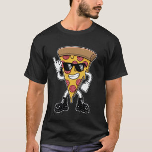 Camiseta Rebanada de pizza rebelde con gesto de rock