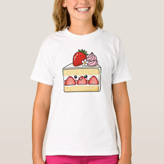 Camiseta Rebanada de tarta corta de fresa Kawaii 