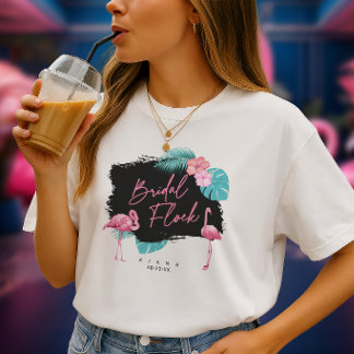 Camiseta Rebaño Nupcial de Solteras Flamingo ID930