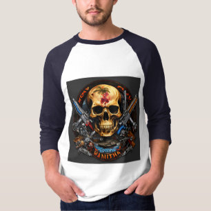 Camiseta "Rebel Riffs Skull & Crossbone Rock Tee