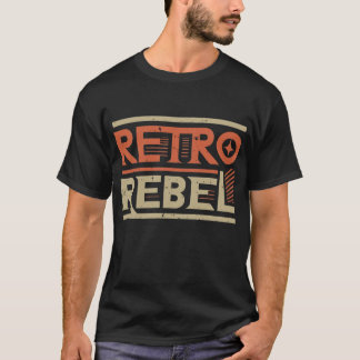 Camiseta Rebelde Retro Tipografía Vintage Negra Deteriorada