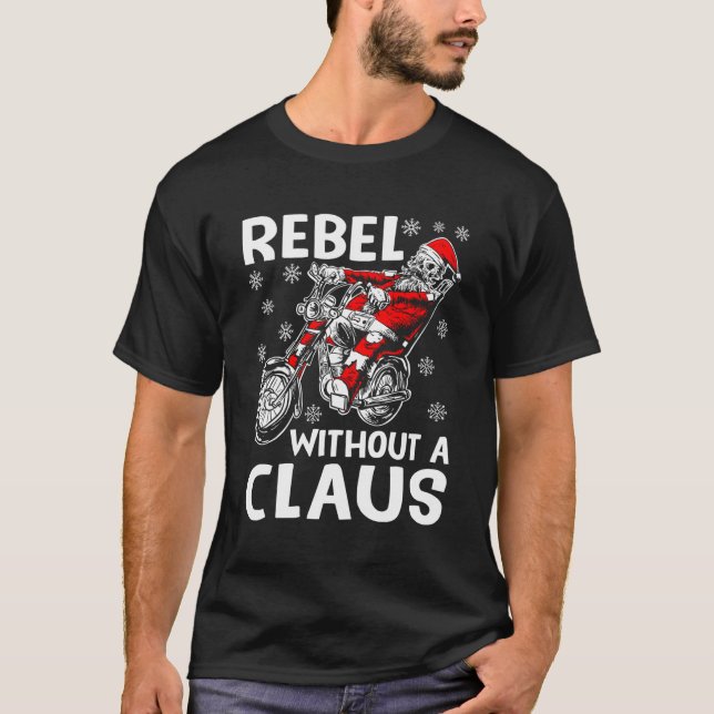 Camiseta Rebelde sin Claus Humor de Navidad Bicicleta Santa (Anverso)