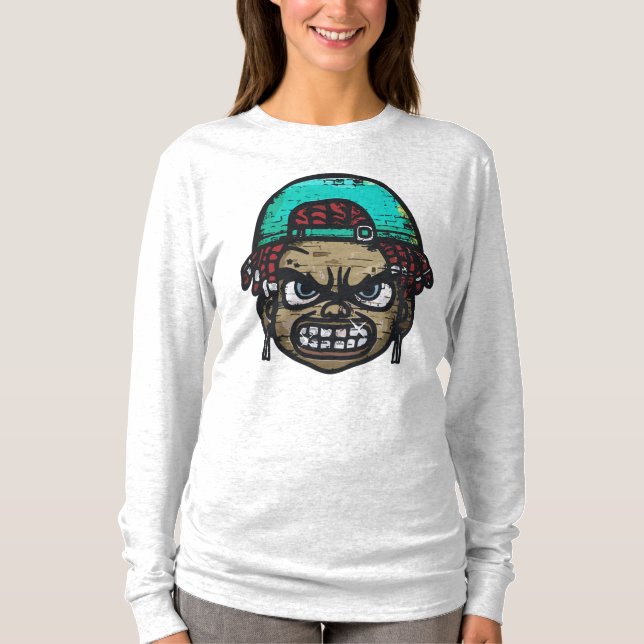 Camiseta Rebelde Urbano: Cara al Estilo Graffiti (Anverso)