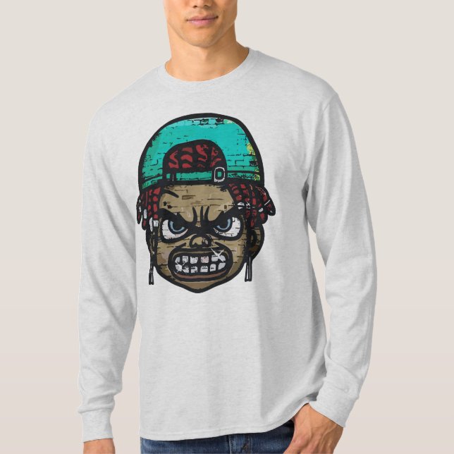 Camiseta Rebelde Urbano: Cara al Estilo Graffiti (Anverso)