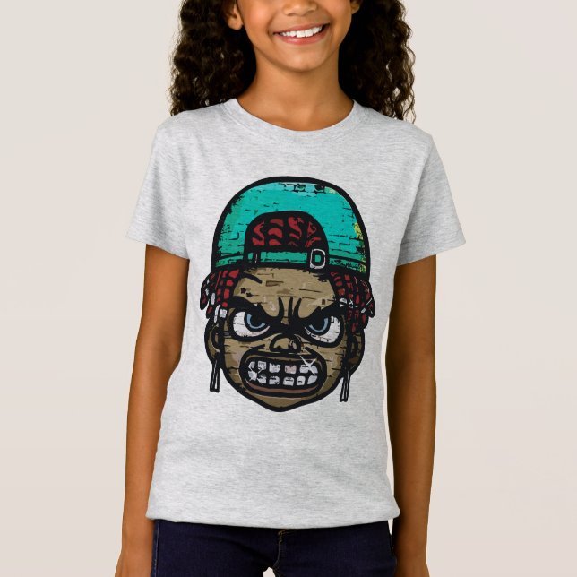 Camiseta Rebelde Urbano: Cara al Estilo Graffiti (Anverso)