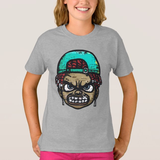 Camiseta Rebelde Urbano: Cara estilo graffiti (Anverso)