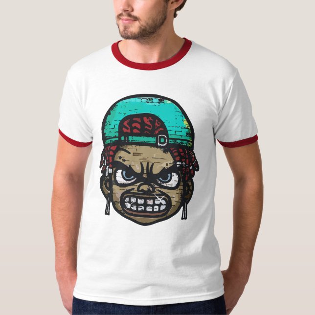 Camiseta Rebelde Urbano: Cara estilo graffiti (Anverso)