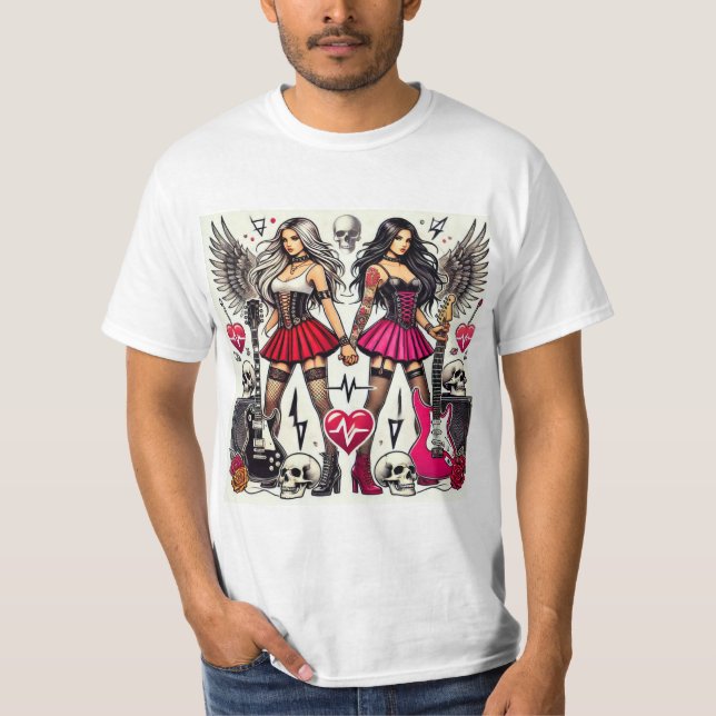 Camiseta Rebeldía y Amistad: Rock & Roll Sisters (Anverso)