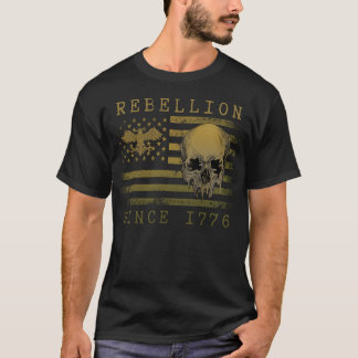 Camiseta Rebellion 1776 American Flag Skull Design T-Shirt