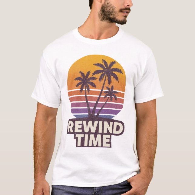 Camiseta Rebobinado tiempo retro árbol de palma diseño sola (Anverso)