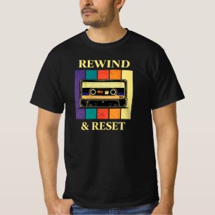 Camiseta Rebobinar y Reiniciar Cassette Inspirador Mental F