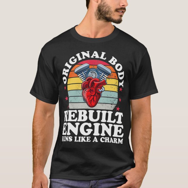 Camiseta Rebuilt Engine Open Heart Surgery Recovery Survivo (Anverso)