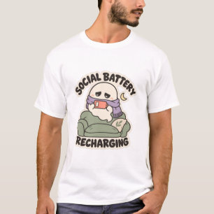 Camiseta Recarga de Batería Social Introvertido Fantasma Ac
