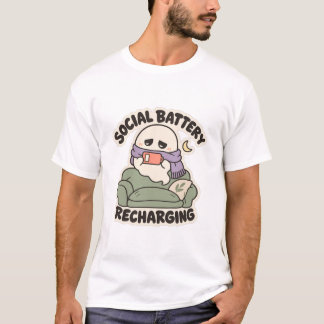 Camiseta Recarga de Batería Social Introvertido Fantasma Ac