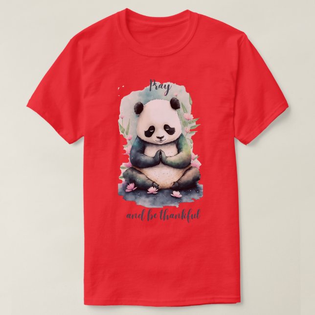 Camiseta Recen y estén agradecidos con los pandas de yoga (Diseño del anverso)
