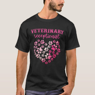 Camiseta Recepcionista veterinaria de estampado de pata de