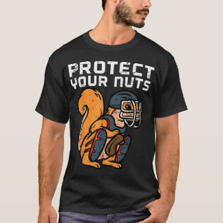 Camiseta Receptor de béisbol de ardilla Protege tus nueces