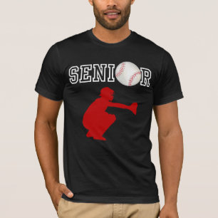 Camiseta Receptor de béisbol senior jugador silueta roja