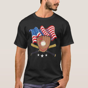 Camiseta Receptor del 4 de julio Jugador de béisbol Bandera