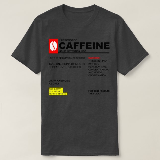 Camiseta Receta de cafeína (Diseño del anverso)