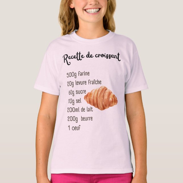 Camiseta Receta de pastelería croissant Niños adolescentes  (Anverso)