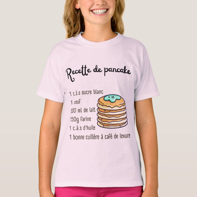 Camiseta Receta de pastelería para panqueques niños adolesc (Anverso)