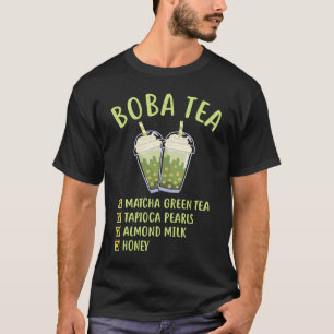 Camiseta Receta de té verde Boba Matcha para té de burbuja