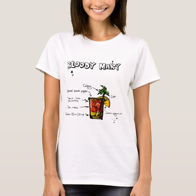 Camiseta Receta del cóctel del bloody mary (Anverso)