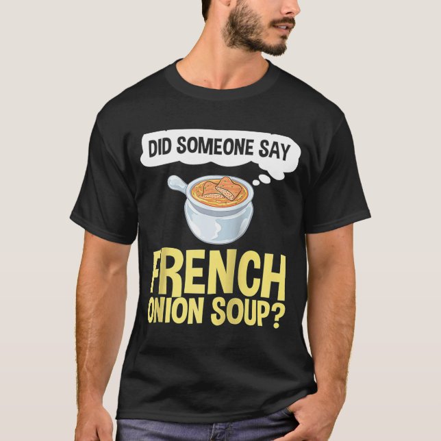 Camiseta Receta francesa de sopa de cebolla mezcla de queso (Anverso)
