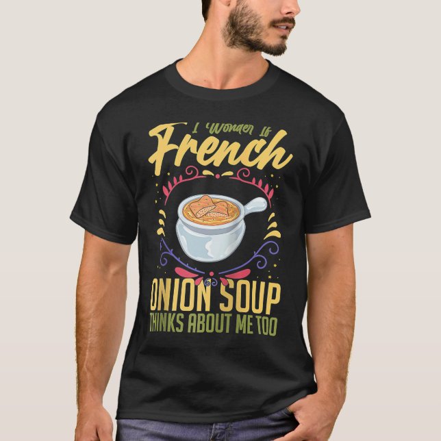 Camiseta Receta francesa de sopa de cebolla mezcla de queso (Anverso)