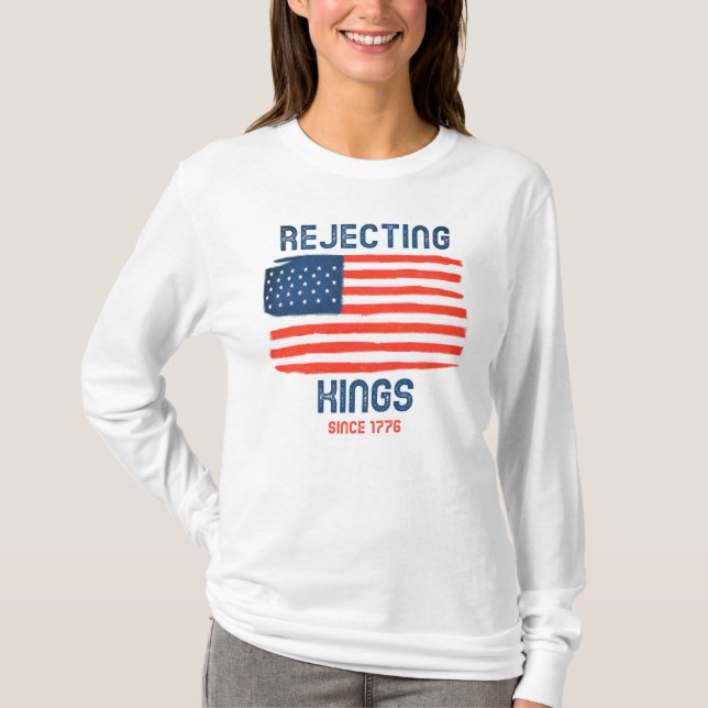 Camiseta Rechazar Reyes Desde La Larga Manga Patriótica De  (Anverso)