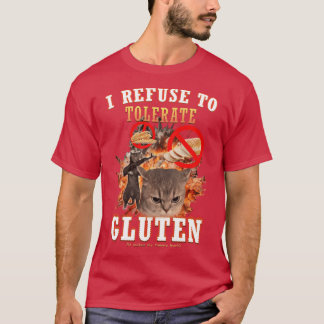Camiseta Rechazo tolerar Gluten Gato Divertido Meme familia