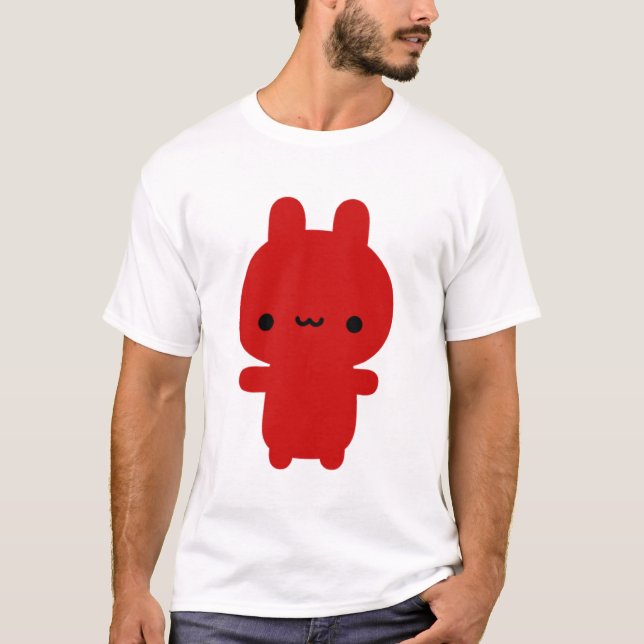 Camiseta rechoncha roja del negro del conejito (Anverso)