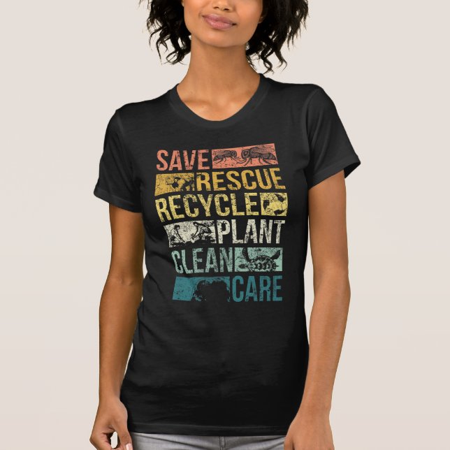 Camiseta Reciclaje sobre el cambio climático de la tortuga  (Anverso)