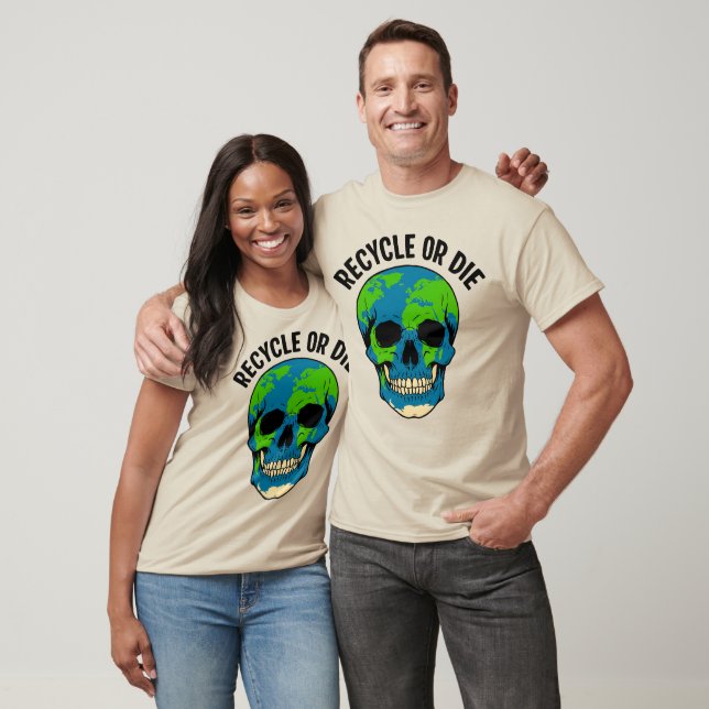 Camiseta Reciclar O Morir Conciencia Ambiental Del Calavero (Unisexo)