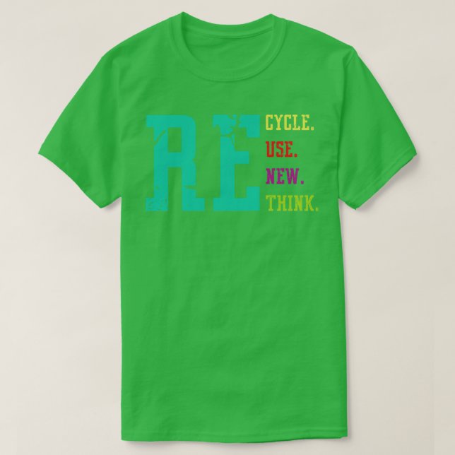 Camiseta Reciclar reutilizar repensar texto retro (Diseño del anverso)