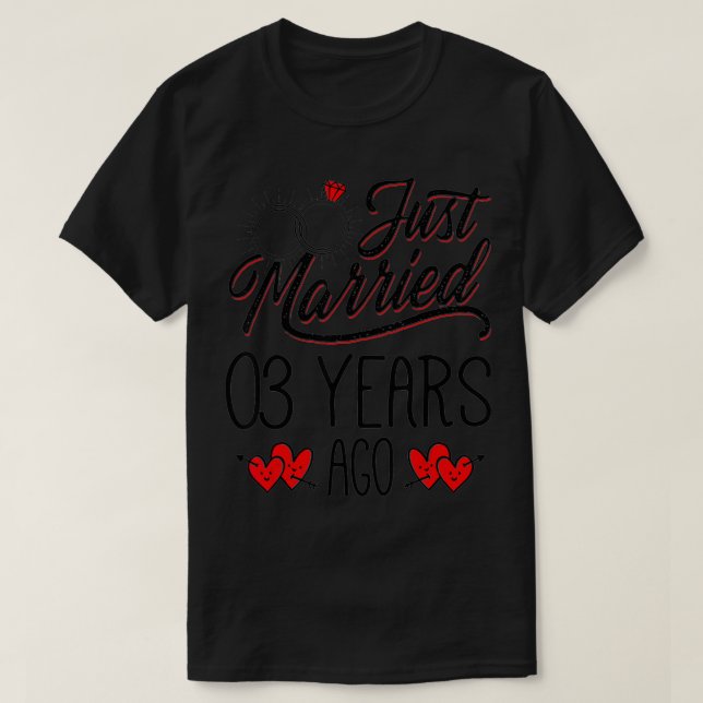 Camiseta Recién Casada Hace 3 Años Pareja Graciosa Tercer A (Diseño del anverso)
